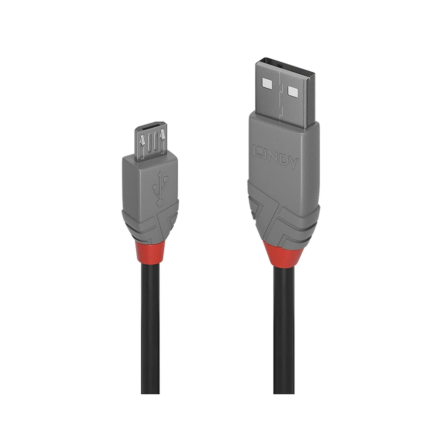 Lindy 2m USB 2.0 Type A to Micro-B Cable, Anthra Line