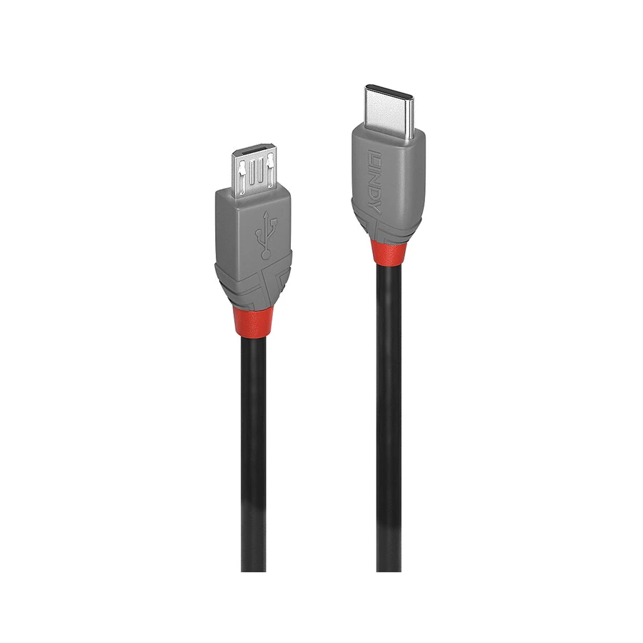 Lindy 3m USB 2.0 Type C to Micro-B Cable, Anthra Line