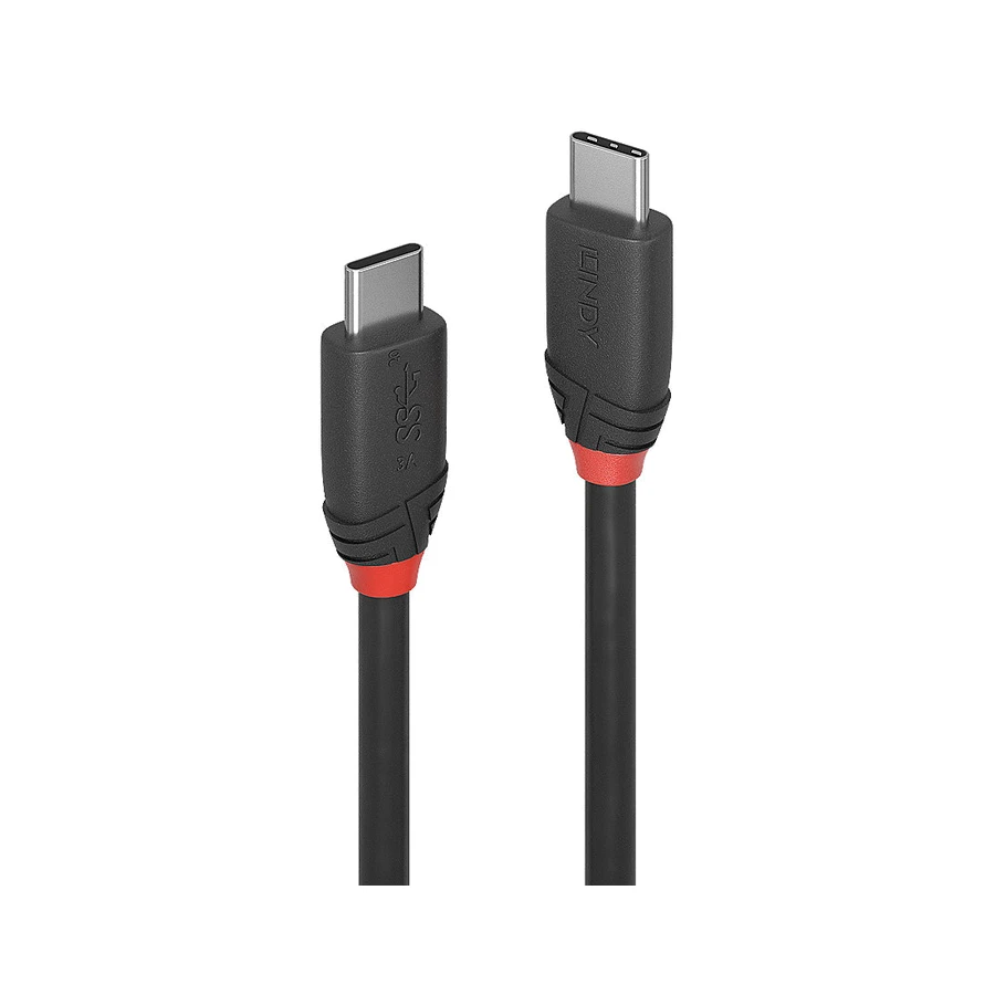 Lindy 0.5m USB 3.2 Type C to C Cable, 20Gbps, Black Line