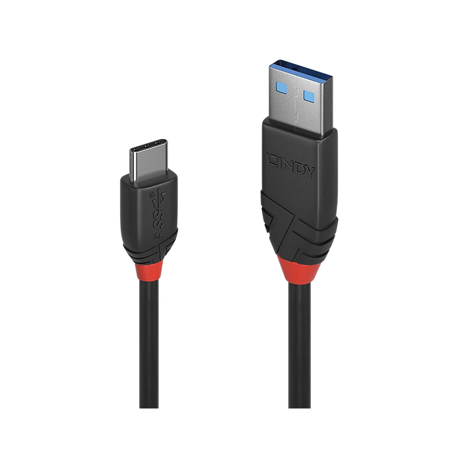 Lindy 1m USB 3.2 Type A to C Cable, 10Gbps, Black Line