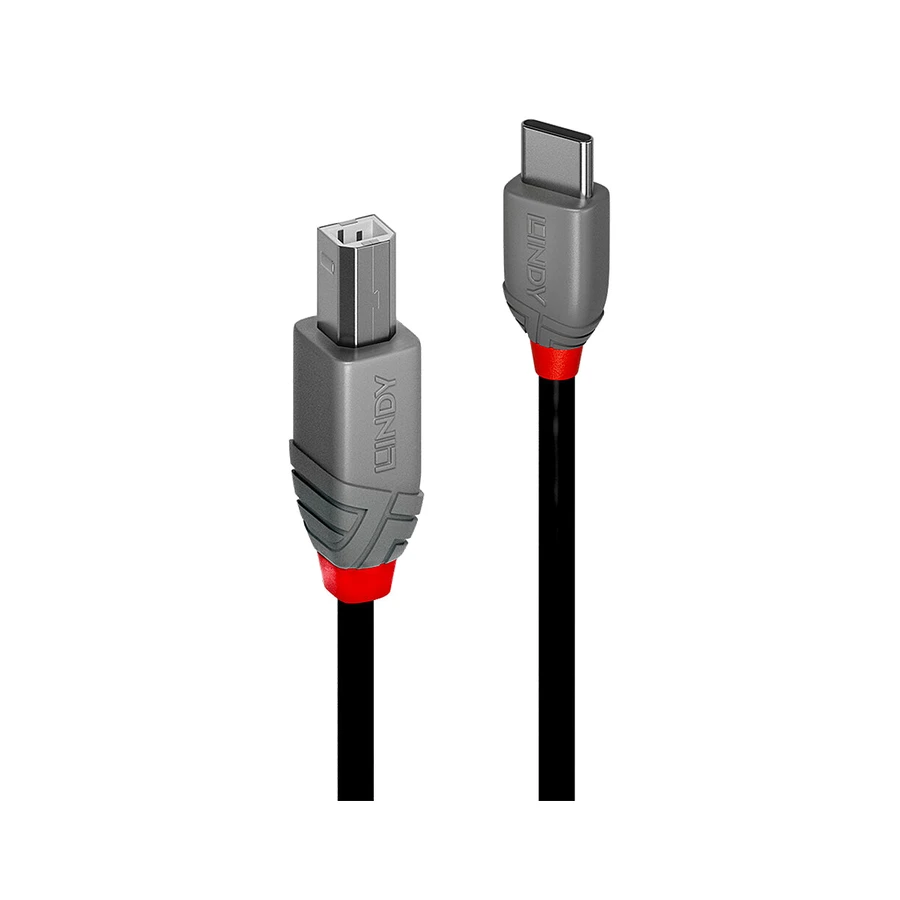 Lindy 3m USB 2.0 Type C to B Cable, Anthra Line