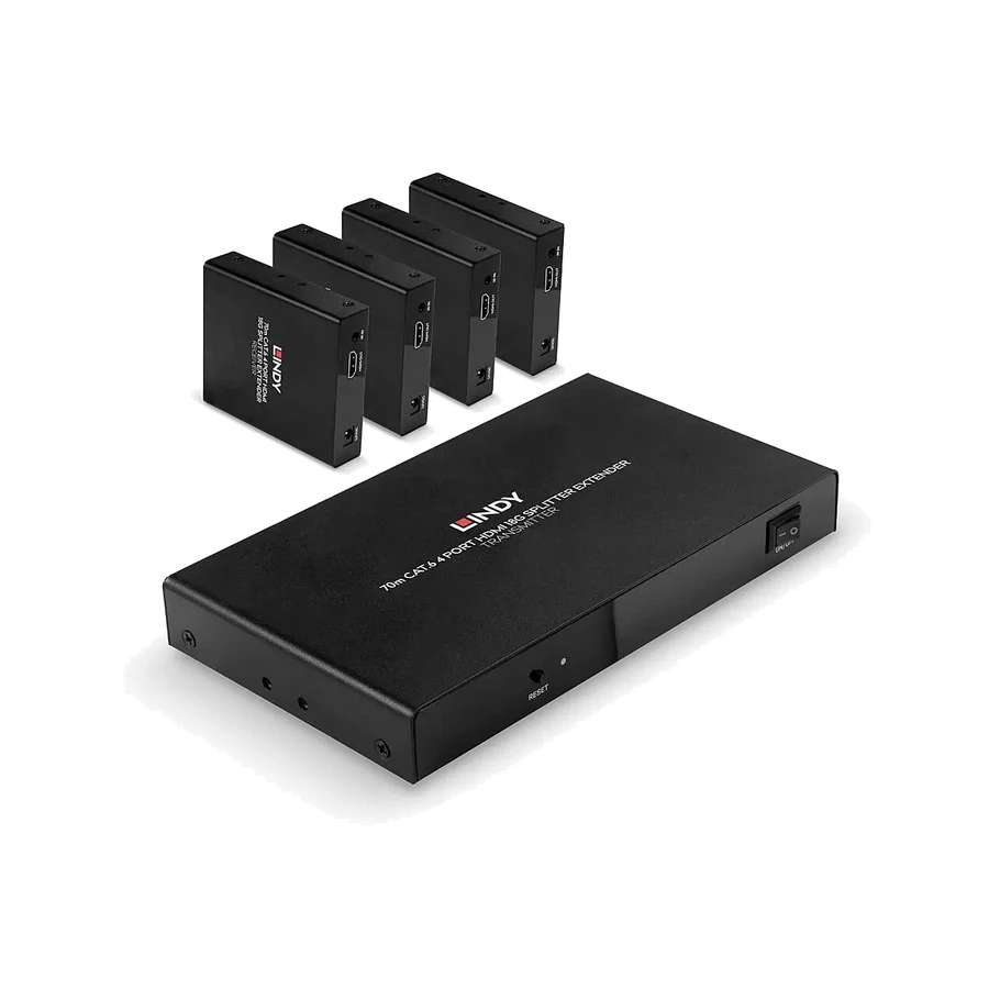 Lindy 70m Cat.6 4 Port HDMI 4K60 Splitter Extender, product photo