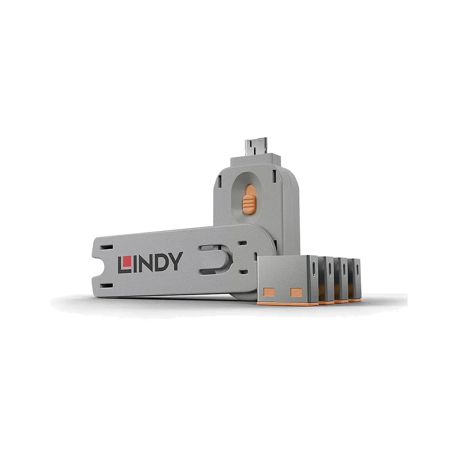 Lindy USB Port Blocker - Pack of 4 Colour Code: Orange
