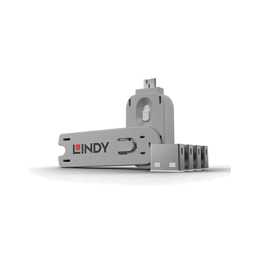 Lindy USB Port Blocker - Pack of 4, Colour Code: White