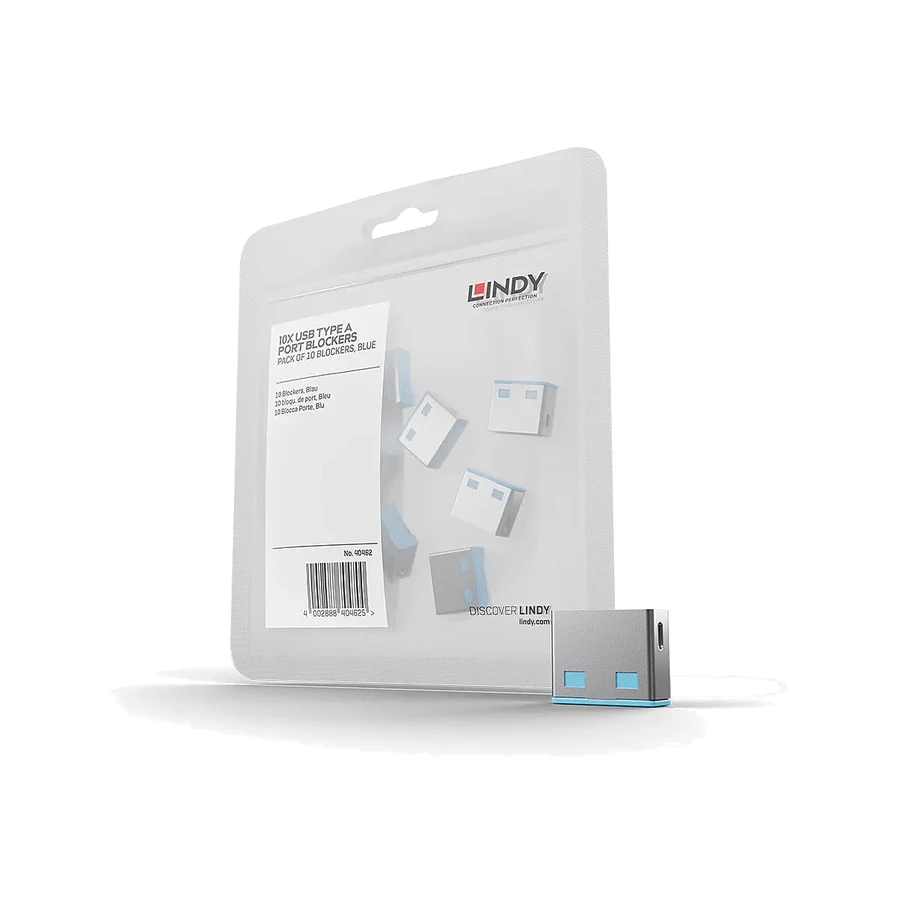 Lindy USB Port Blocker (without key) - Pack of 10, Colour Code: Blue