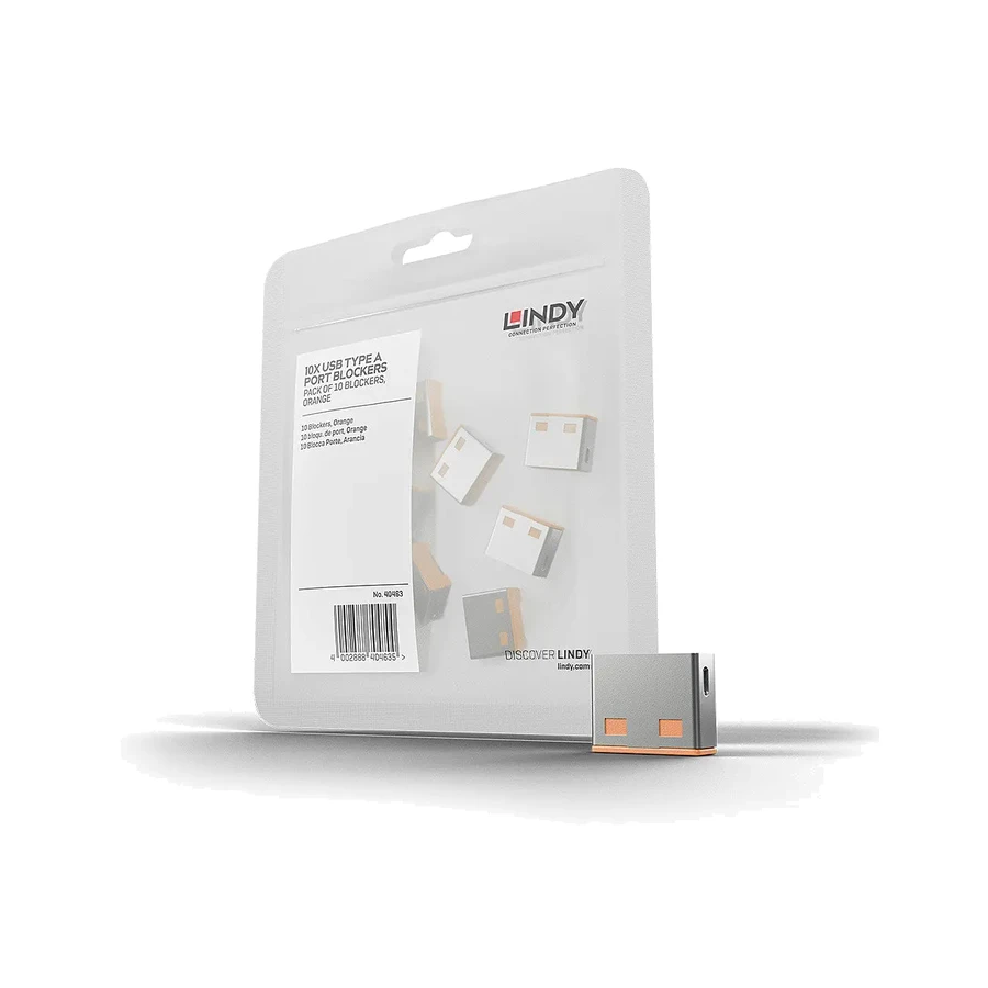 Lindy USB Port Blocker (without key) - Pack of 10, Colour Code: Orange