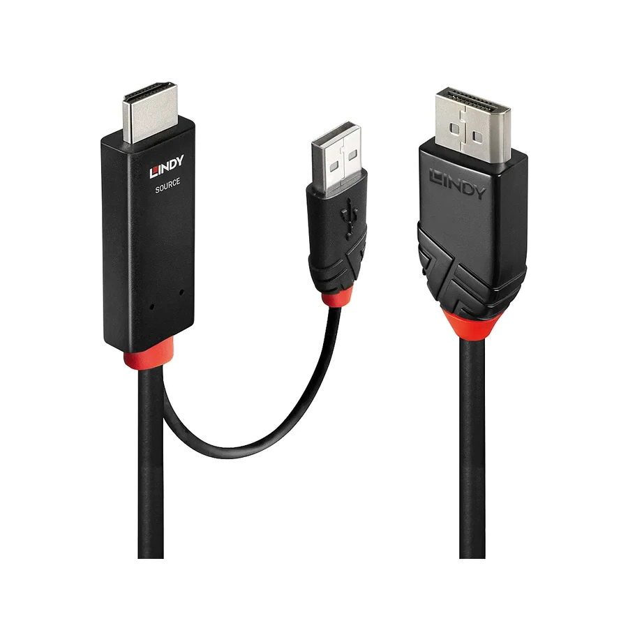 Lindy 3m HDMI to DisplayPort Cable, product photo