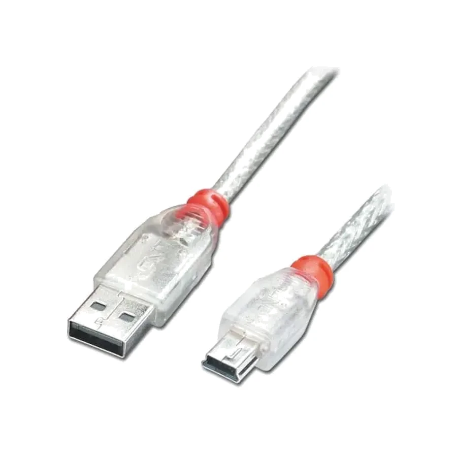 Lindy 0.2m USB 2.0 Cable - Type A To Mini-B, Transparent