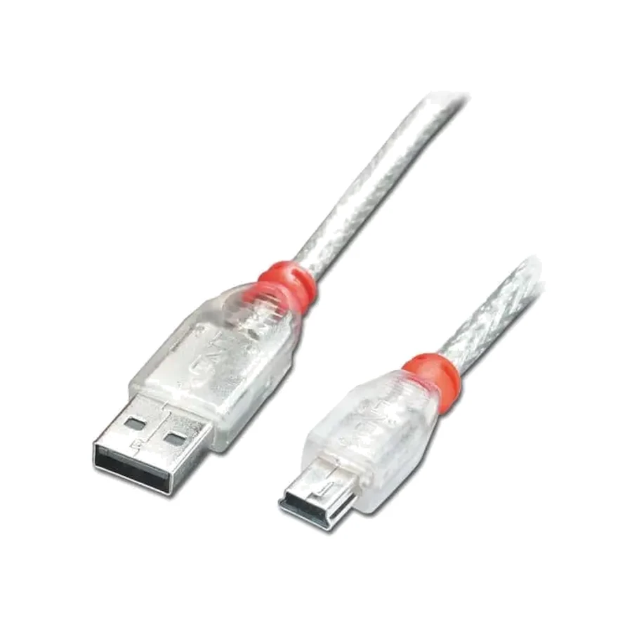 Lindy 3m USB 2.0 Cable - Type A to Mini-B, Transparent