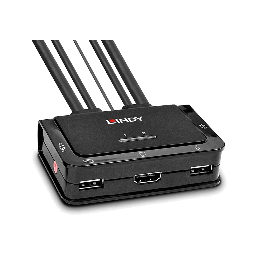 Lindy 2 Port HDMI 4K30, USB 2.0 and Audio Cable KVM Switch