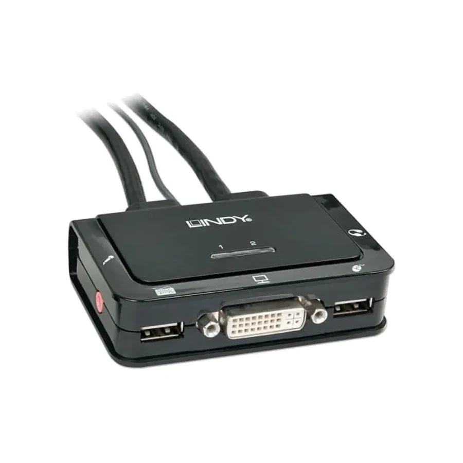 Lindy 2 Port DVI-D Single Link, USB 2.0 and Audio KVM Switch Compact