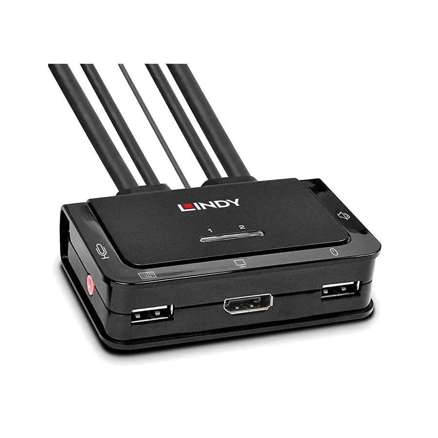 Lindy 2 Port DisplayPort 1.2, USB 2.0 and Audio Cable KVM Switch