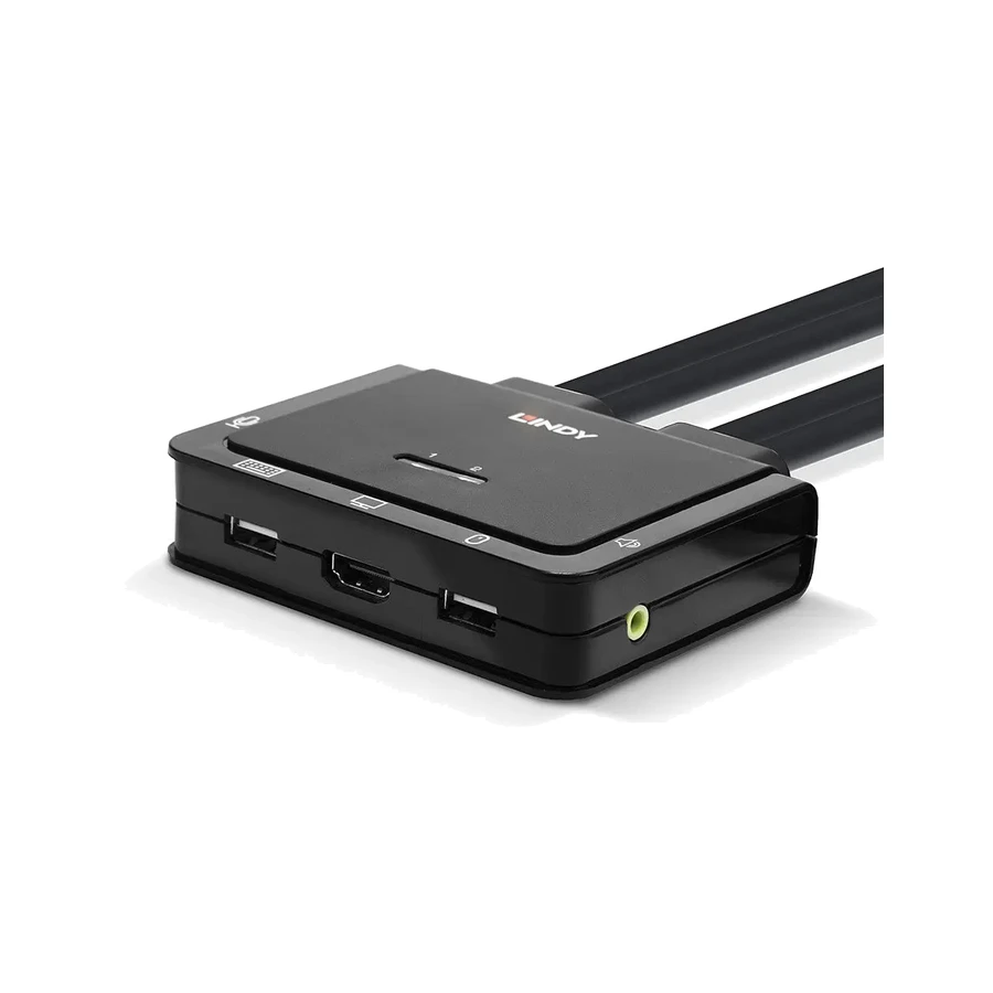 Lindy 2 Port HDMI 18G, USB Type C, USB 2.0 and Audio Cable KVM Switch