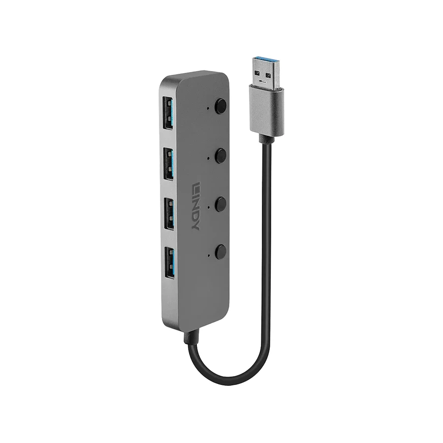Lindy 4 Port USB 3.0 Hub with On/Off Switches
