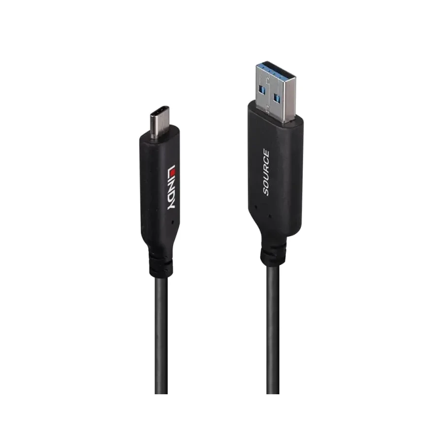 Lindy 10m USB 3.2 Gen 1 Type A to C Fibre Optic Hybrid Cable
