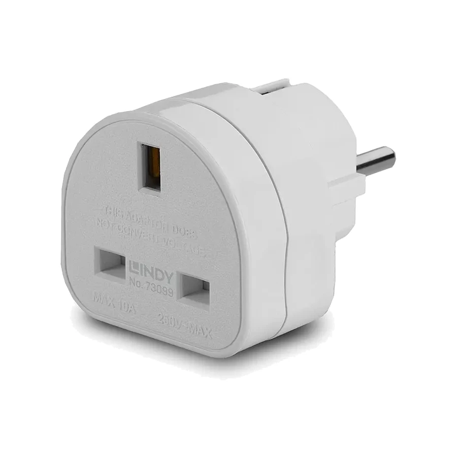 Lindy UK to Euro Adapter Travel Plug, White, product photo