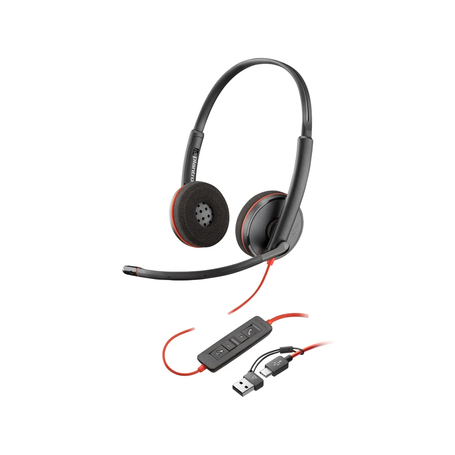 HP Poly Blackwire 3220 Stereo USB-C Headset +USB-C/A Adapter (Bulk)
