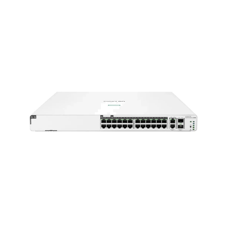 HPE Aruba Networking Networking Instant On Switch 20p Gigabit CL4 4p Gigabit CL6 PoE 2p 10GBT 2p SFP+ 370W 1960