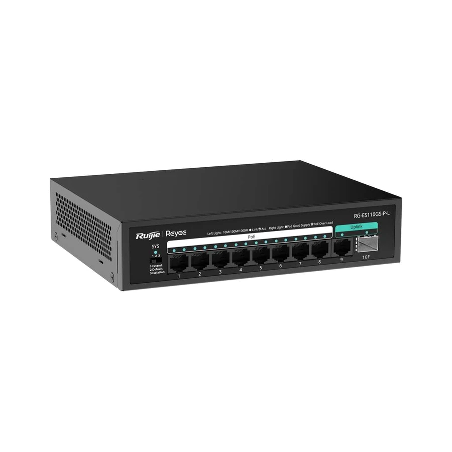 Ruijie Networks RG-ES110GS-P-L network switch Unmanaged Gigabit Ethernet (10/100/1000) Power over Ethernet (PoE) Black