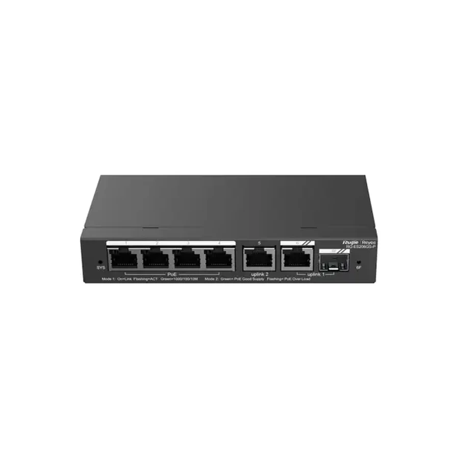 Ruijie Networks RG-ES206GS-P network switch Managed L2 Gigabit Ethernet (10/100/1000) Power over Ethernet (PoE) Black