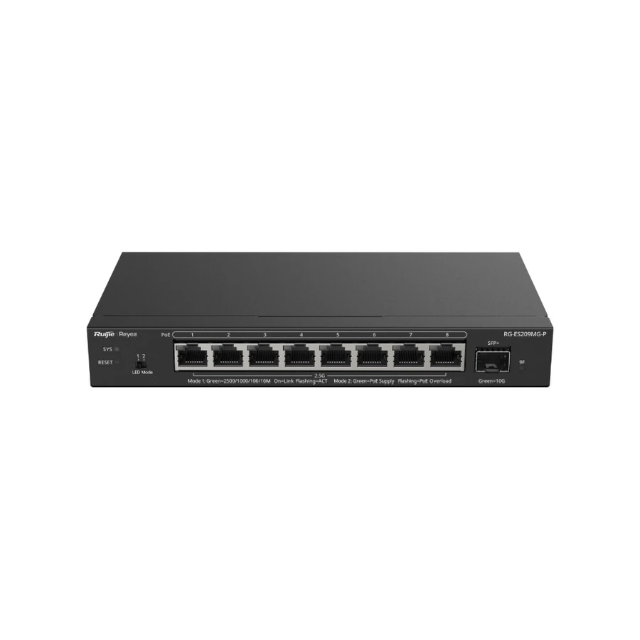 Ruijie Networks RG-ES209MG-P network switch Managed L2 2.5G Ethernet (100/1000/2500) Power over Ethernet (PoE) Black